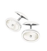 Diamond Sterling Silver Oval Cufflinks