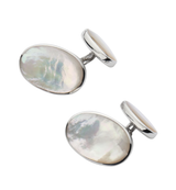 Silver and White Mother Of Pearl Cufflinks