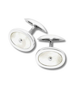 Diamond Sterling Silver Oval Cufflinks