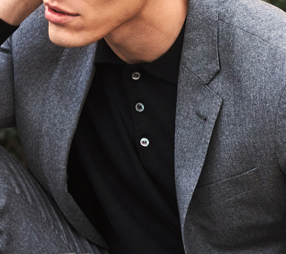 Long Sleeve Fine Gauge 3 Button Down Shirt