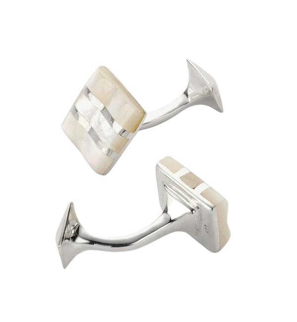 Wave Sterling Silver And Mother of Pearl Cufflinks