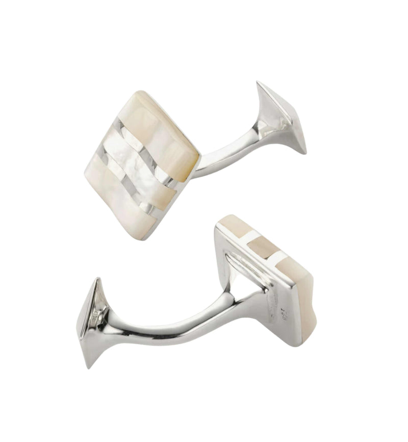 Wave Sterling Silver And Mother of Pearl Cufflinks