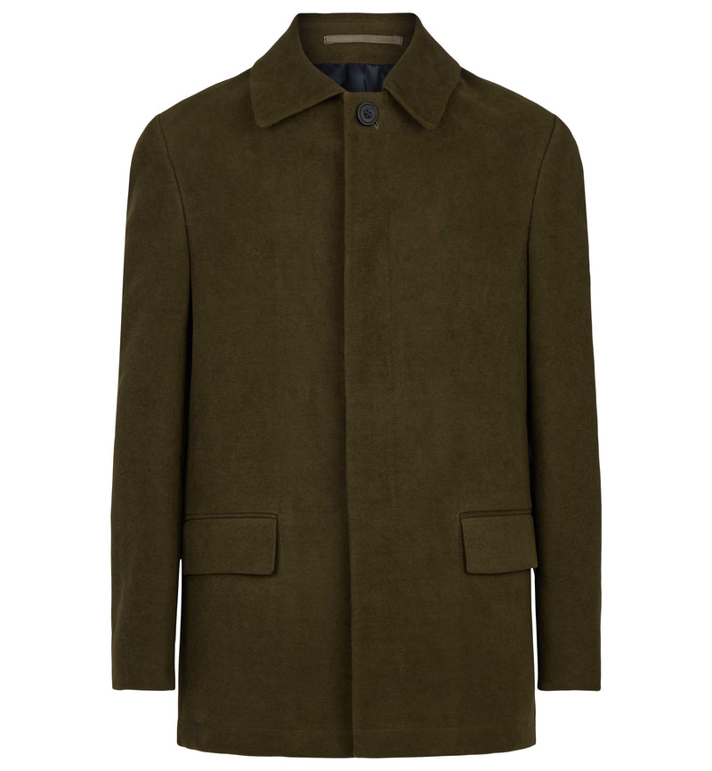 The Hanbury Moleskin Coat in Olive Green