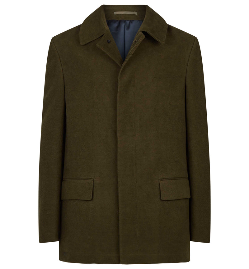 The Hanbury Moleskin Coat in Olive Green