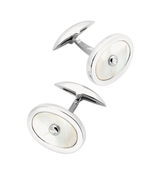 Diamond Sterling Silver Oval Cufflinks