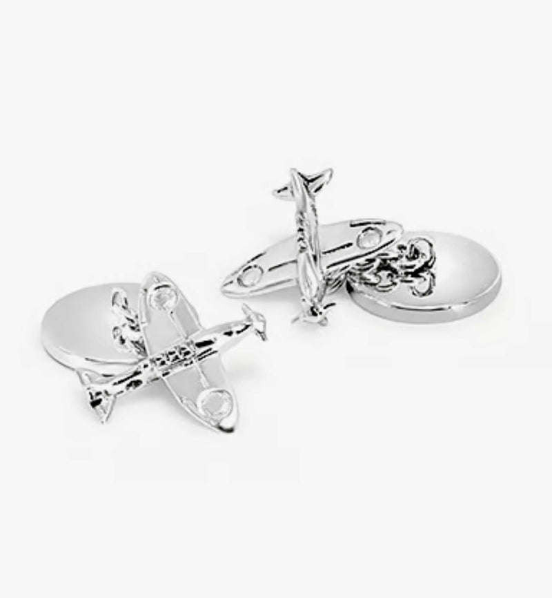 Sterling Silver & Enamel Plane Cufflinks