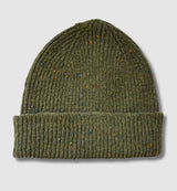 Donegal Wool Beanie in Khaki Green