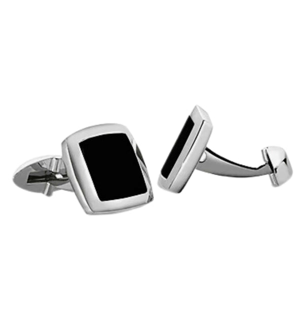 Sterling Silver And Onyx Square Cufflinks