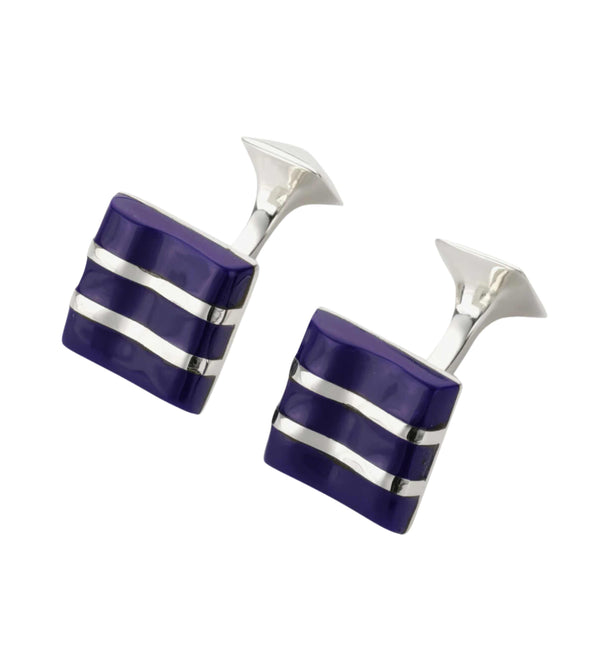 Wave Sterling Silver And Lapis Lazuli Cufflinks