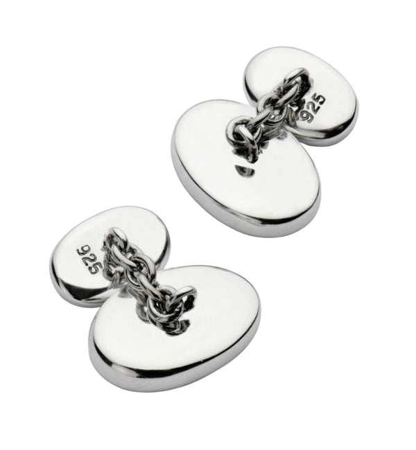 Silver and Mother of Pearl with Onyx Chain Link Cufflinks