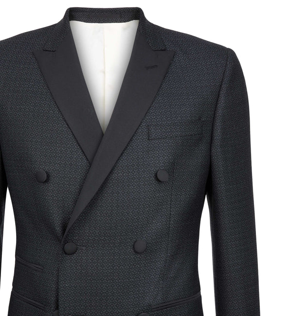 Black Double Breasted Peak Lapel Made to Order Suit