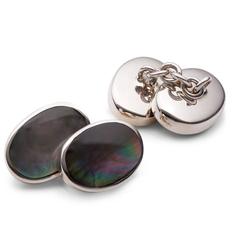 Silver and Smoke Mother Of Pearl Cufflinks